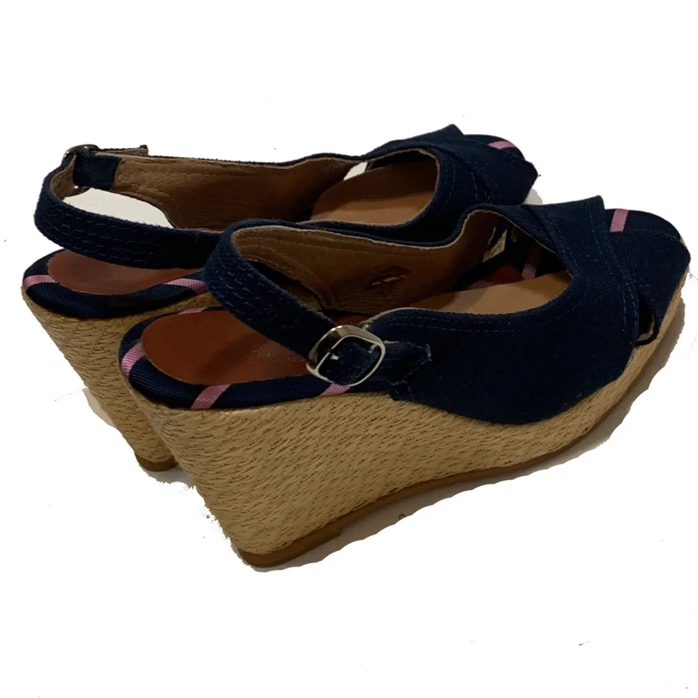 Brooks Brothers Navy Espadrille Wedge Sandals